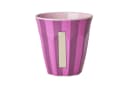 rice Melamin Becher Medium Buchstabe rot Streifenmuster Bild 2
