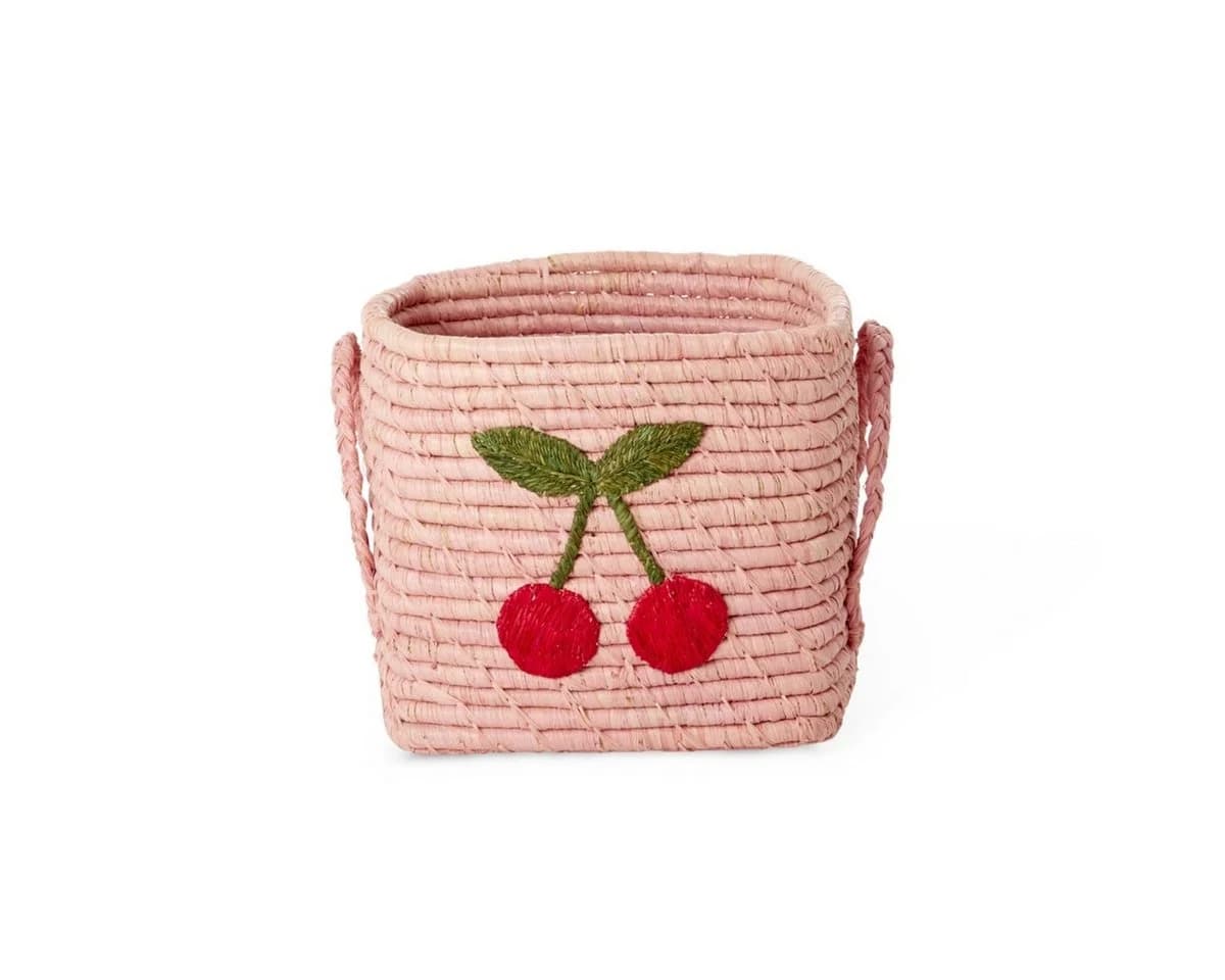 rice Aufbewahrungskorb Raffia Rosa Kirsch-Design Handgefertigt - Bild 2
