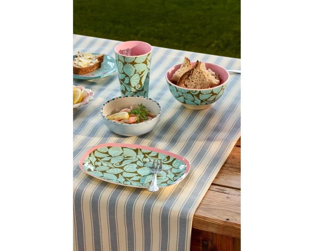 rice Melamin Tablett Oval Snackteller Beige