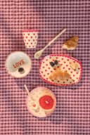 rice Melamin Teller Rechteckig Herz Print Rot 23 x 16,5 cm Bild 1