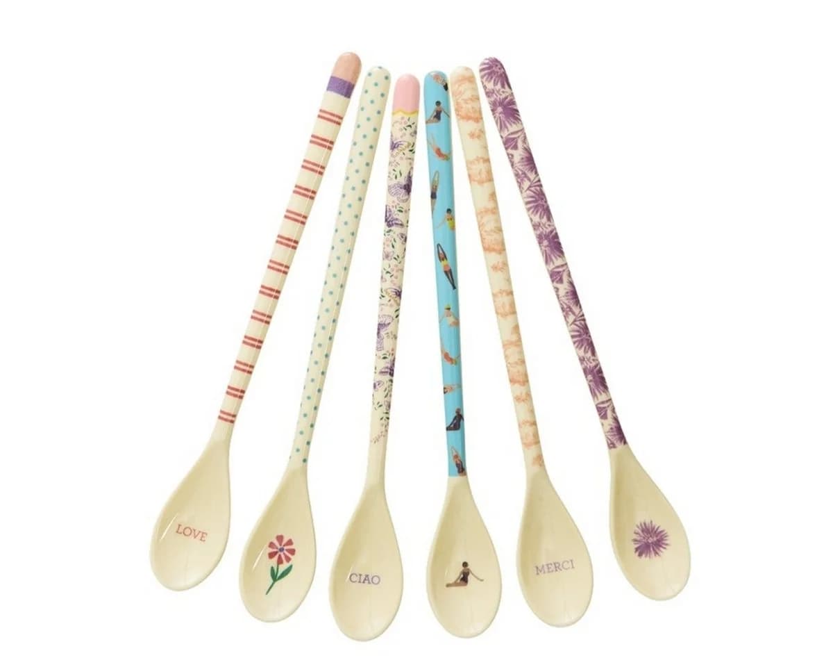 rice Latte-Macchiato-Löffel Melamin Set 6 Stück Bunt 22,5 cm