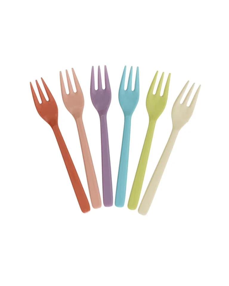 Rice Melamin Kinder-Gabel-Set 6-tlg. Bunt