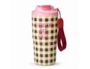 RICE Thermobecher 550 ml Braun/Rosa Karo-Muster Bild 2