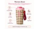 RICE Thermobecher 550 ml Braun/Rosa Karo-Muster Bild 3