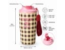 RICE Thermobecher 550 ml Braun/Rosa Karo-Muster Bild 5