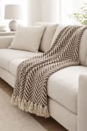 AU Maison Wohndecke Beige/Natural mit Fransen 130x180 cm Bild 1