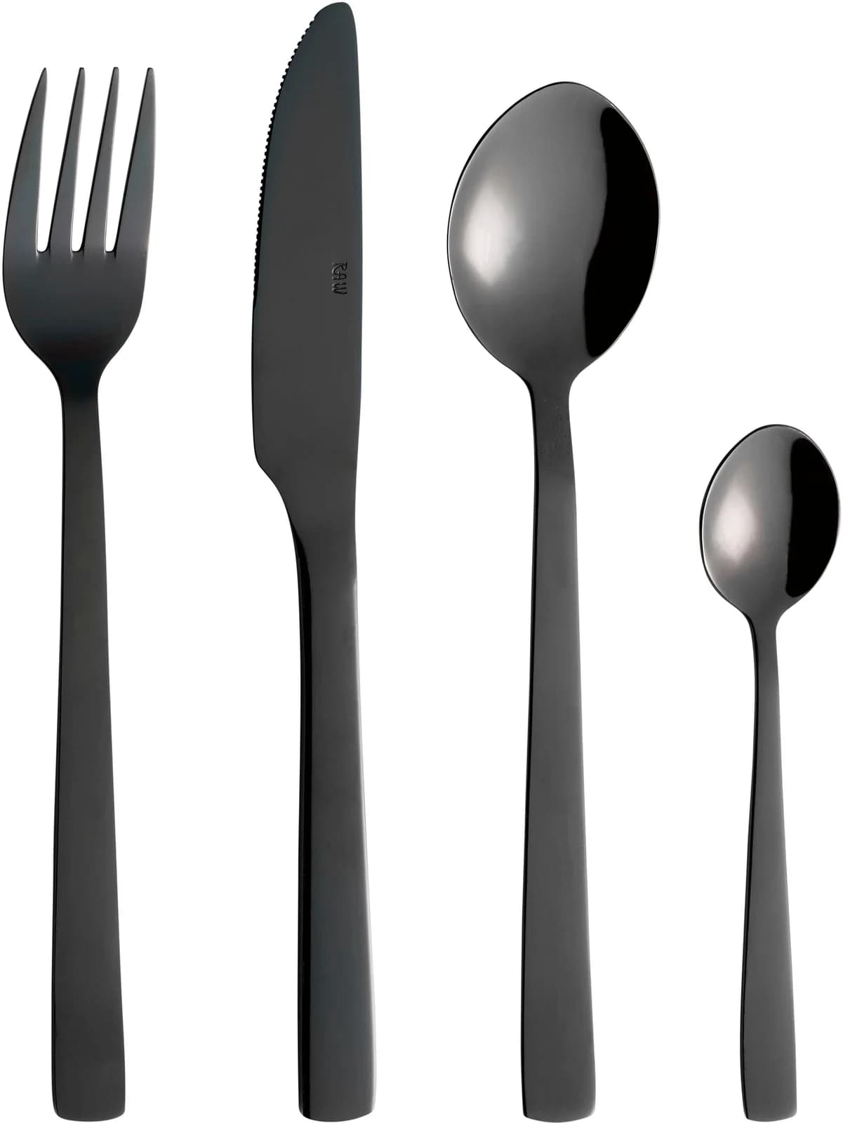 Besteck-Set AIDA RAW "RAW" Schwarz 48 Stk. Edelstahl Essbesteck-Sets PVD-beschichtete Oberfläche