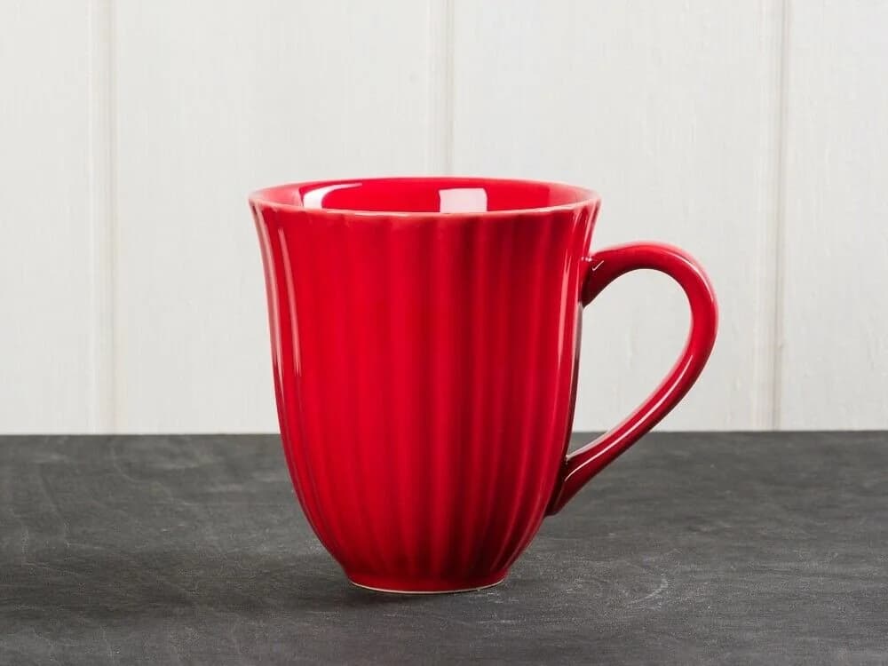 Ib Laursen Becher Mynte Rillen Strawberry Rot Keramik - Bild 2
