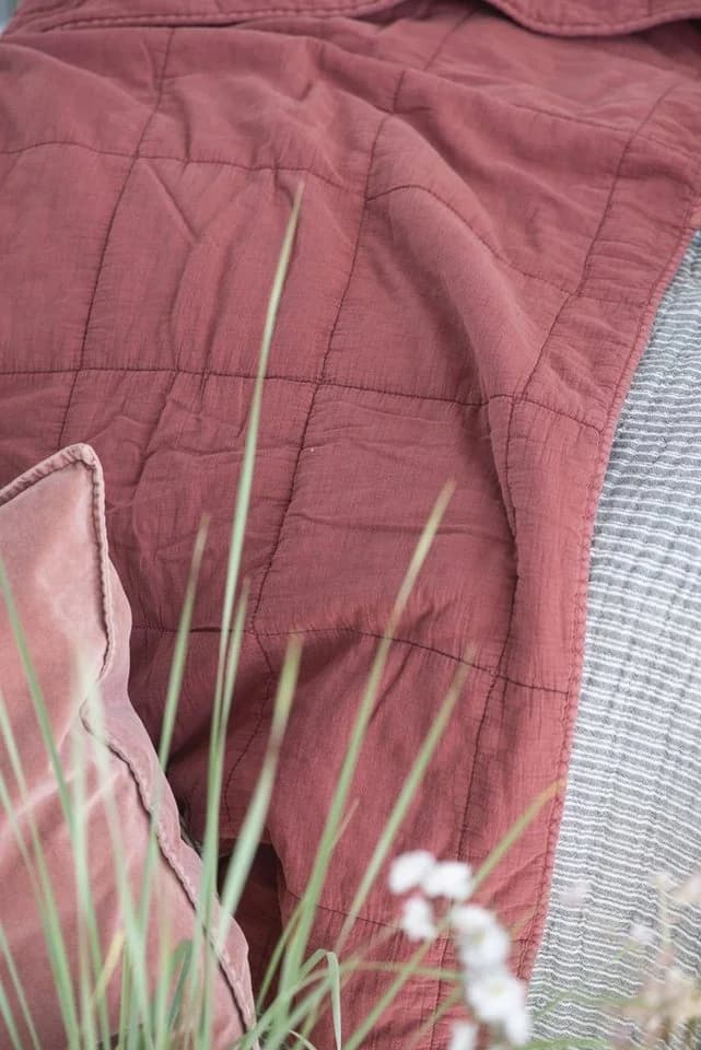 Ib Laursen Quilt Decke Faded Rose Rot 180x130cm - Bild 3