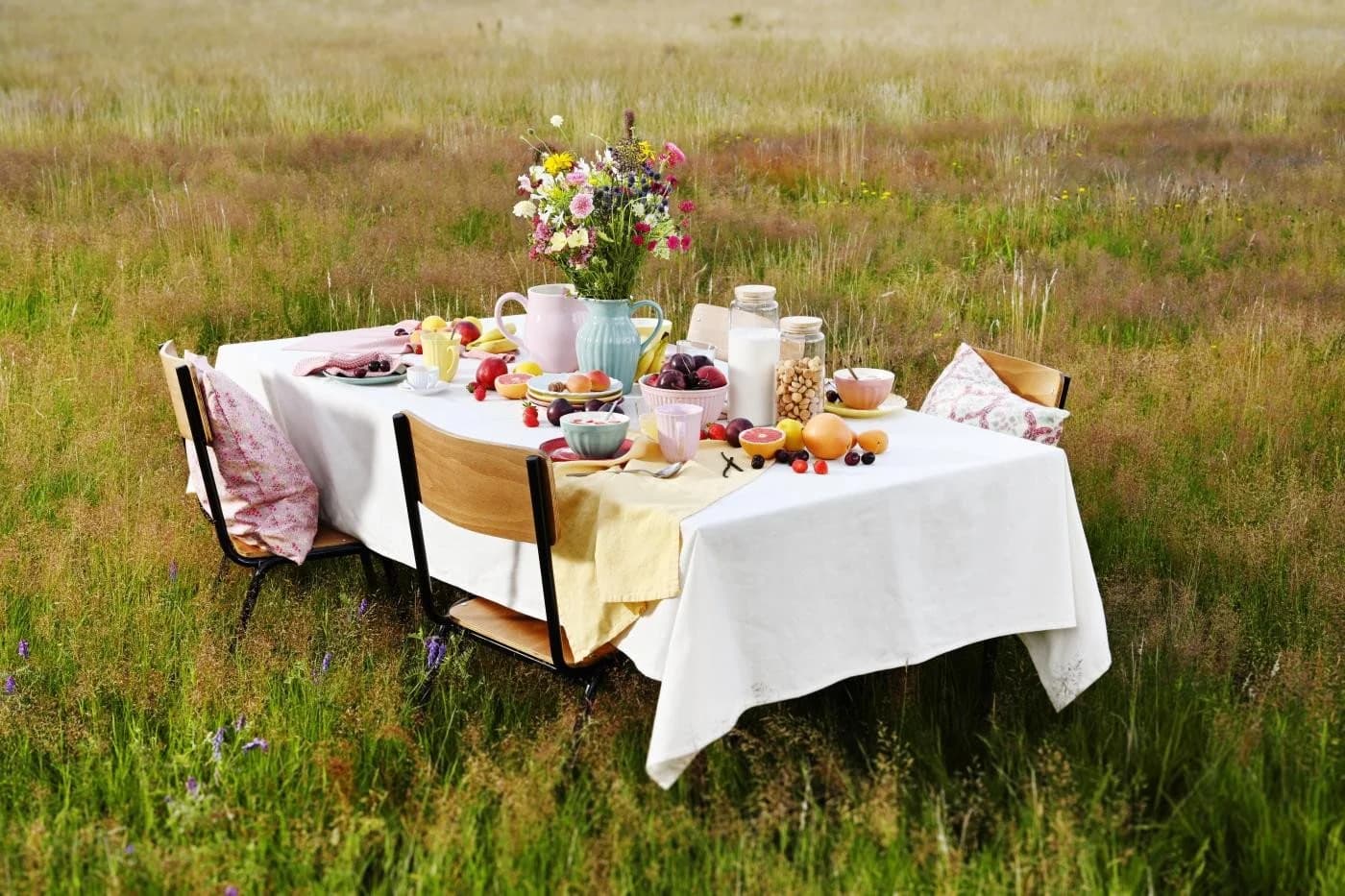 Ib Laursen Tischdecke LEINEN Butter Cream 250x150cm