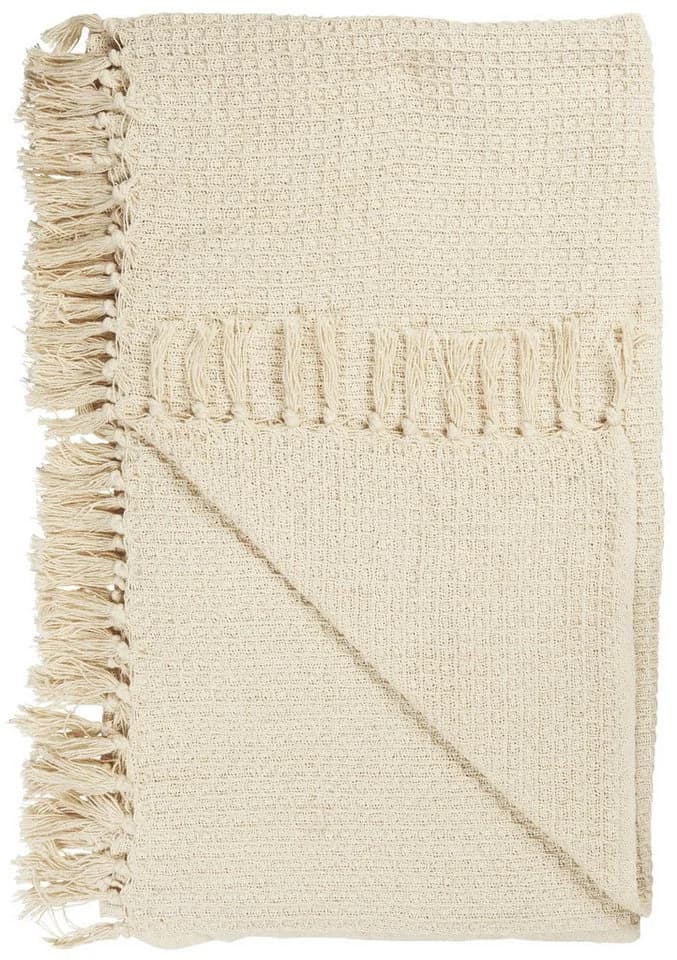 Ib Laursen Wohndecke Waffelmuster Creme 100% Baumwolle - Bild 2