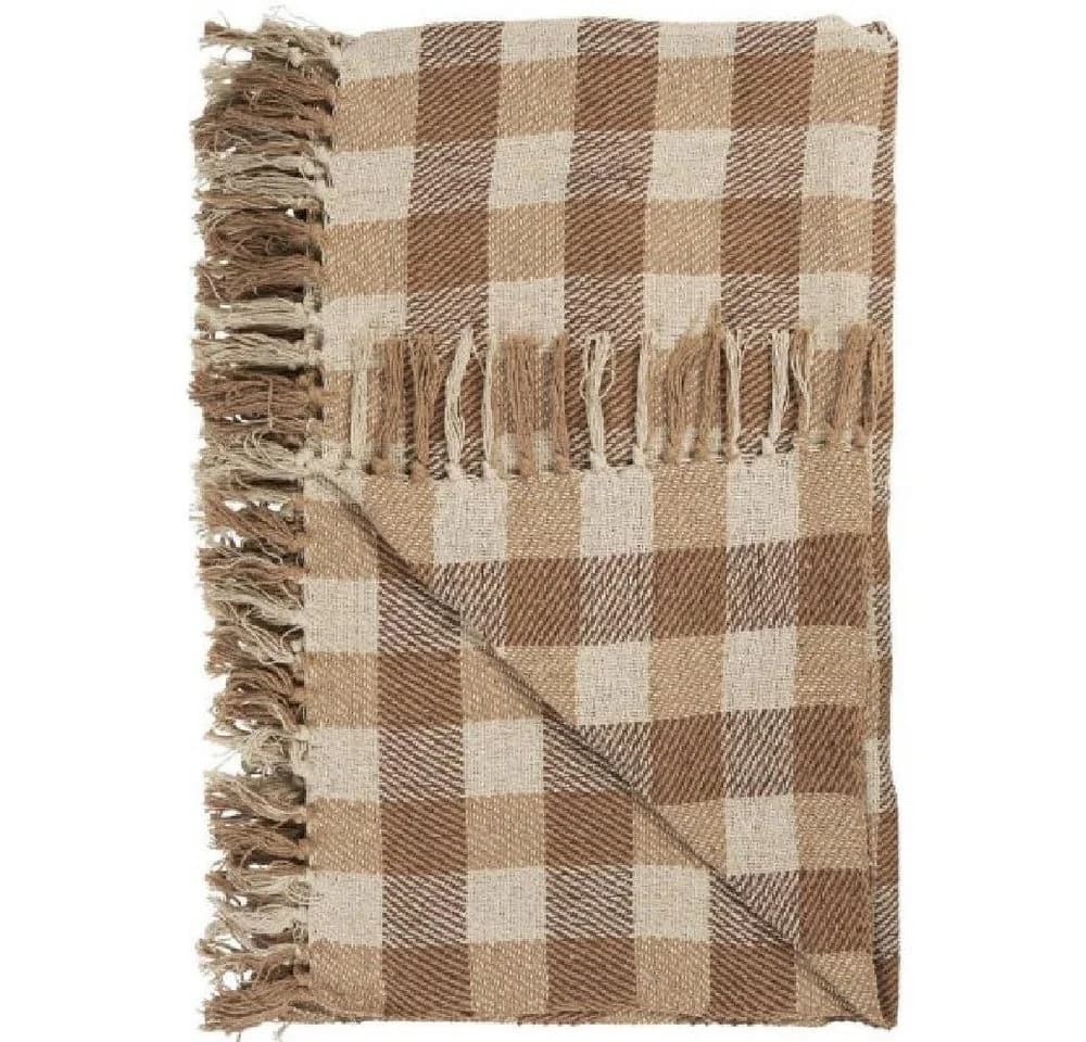 Wohndecke Ib Laursen Plaid Decke Karomuster Natur Braun 130x160cm - Bild 2
