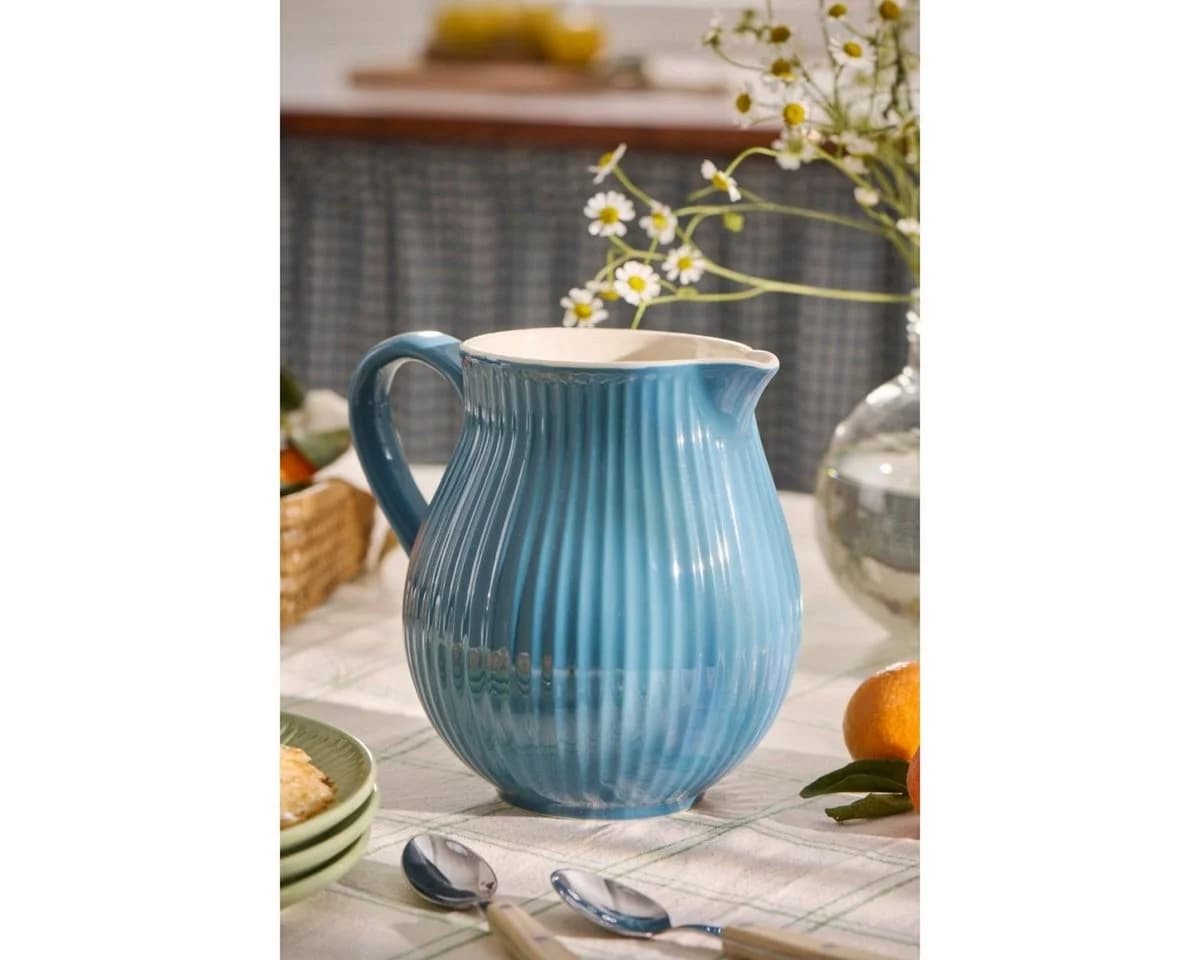 Ib Laursen Kanne Mynte Steingut 2L Blau