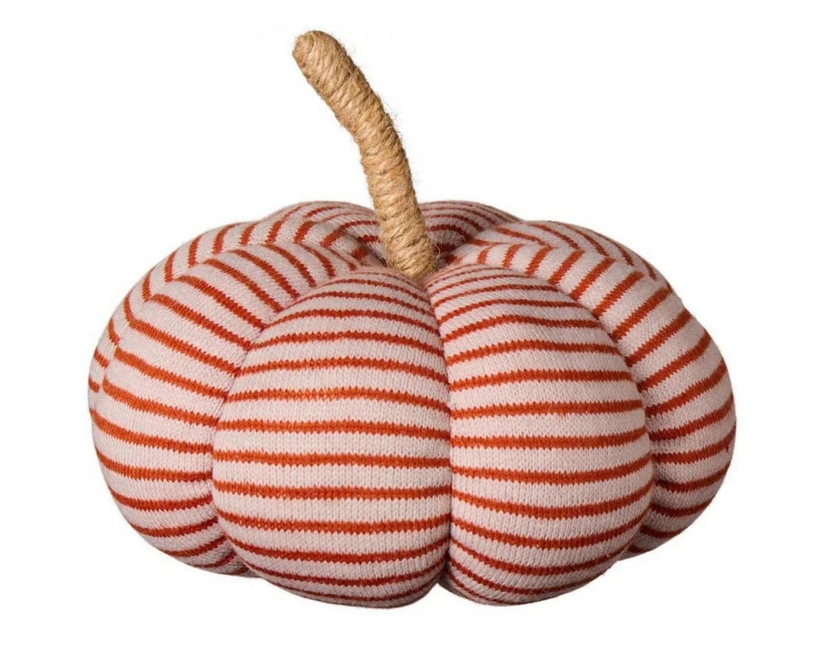 Ib Laursen Deko-Kürbis Beige mit rostfarbenen Streifen - Bild 2