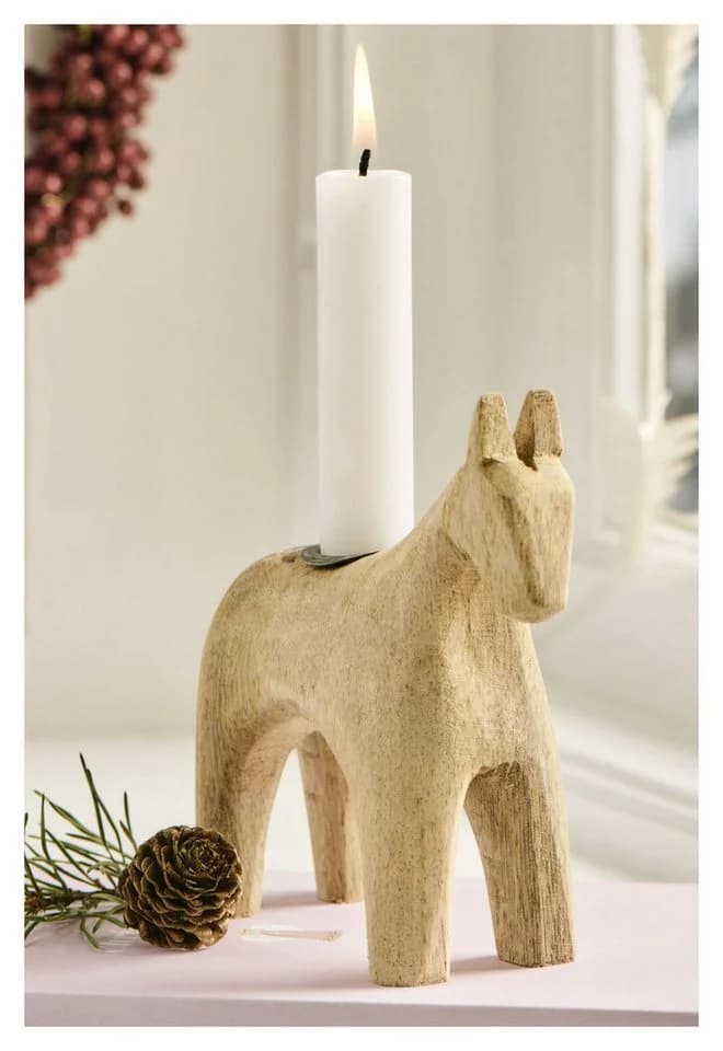 Ib Laursen Kerzenhalter Pferd Holz Natur - Bild 2