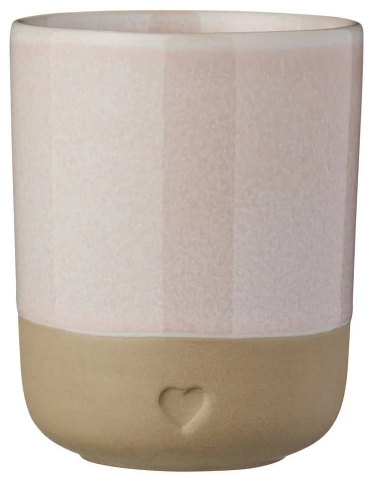Ib Laursen Becher Steingut mit Herz 190ml Braun/Rosa - Bild 2