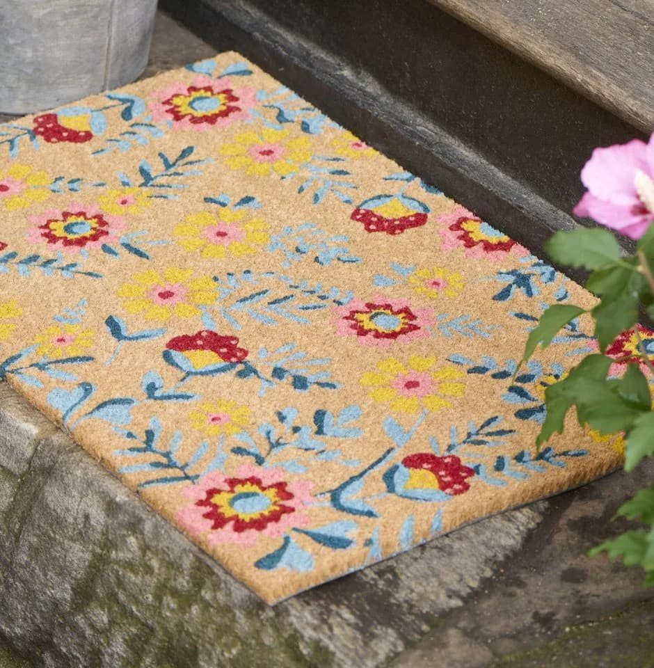 Ib Laursen Fußmatte Blumen 45x75cm Kokos PVC
