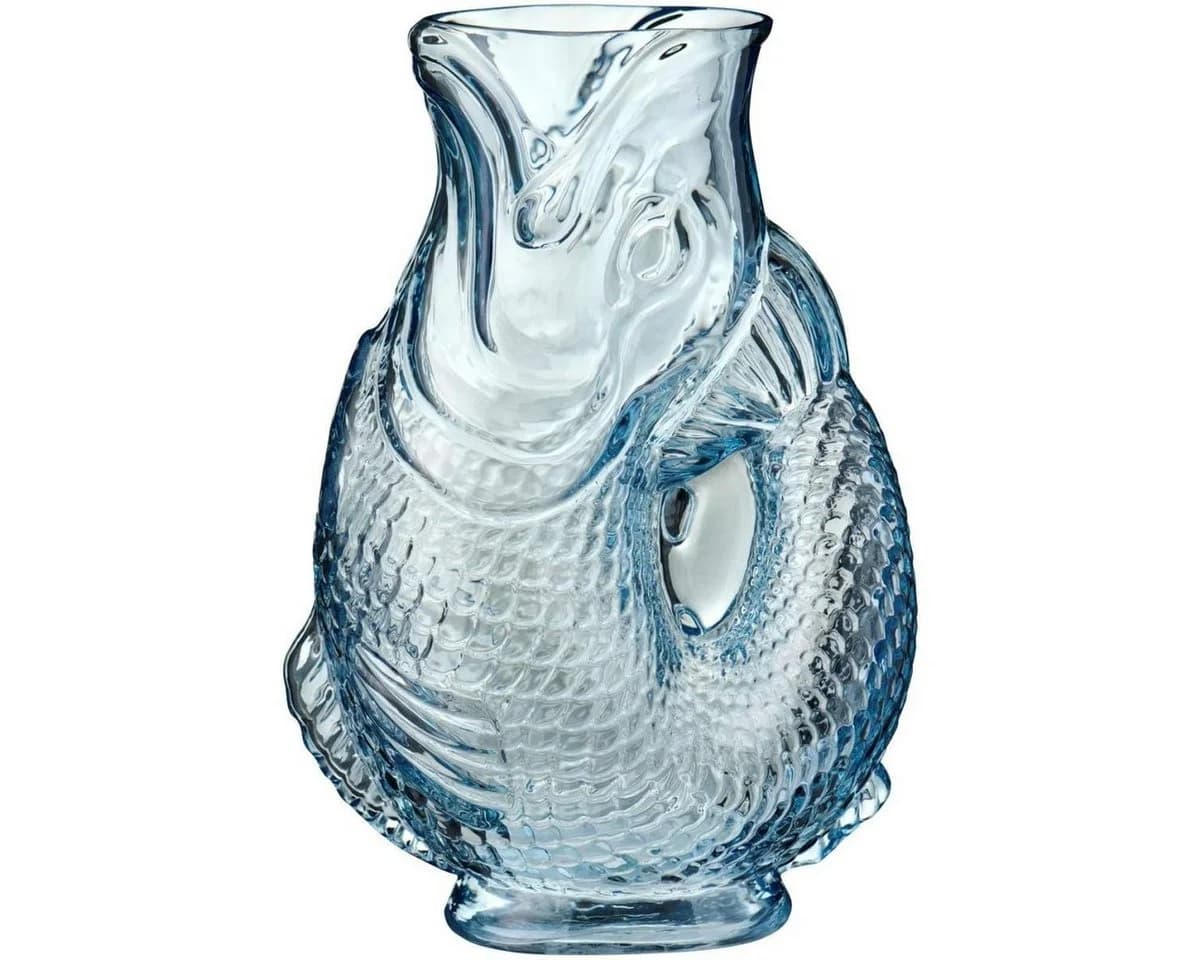 Ib Laursen Fisch-Vase Blau Glas - Bild 2