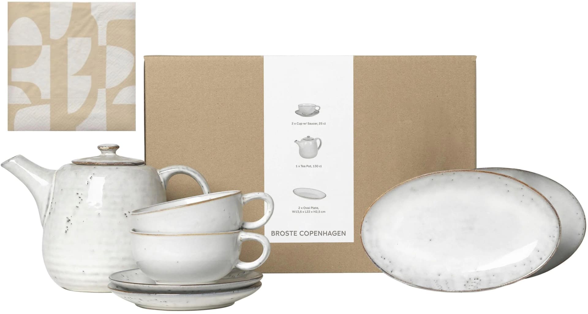 Teeservice BROSTE COPENHAGEN Nordic Sand Keramik 8-tlg. Set