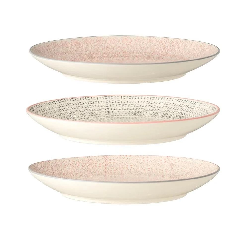 Bloomingville Speiseteller Cécile 3er Set Keramik Rosa Grau