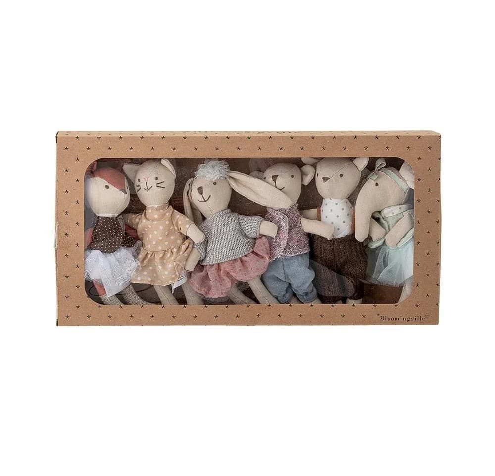 Bloomingville Plüschfigur Animal friends Doll 6er Set Bunt