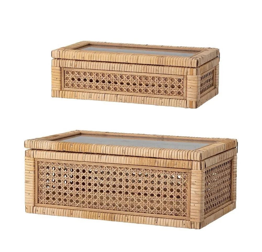 Bloomingville Aufbewahrungsbox Lally 2er Set Rattan Natur