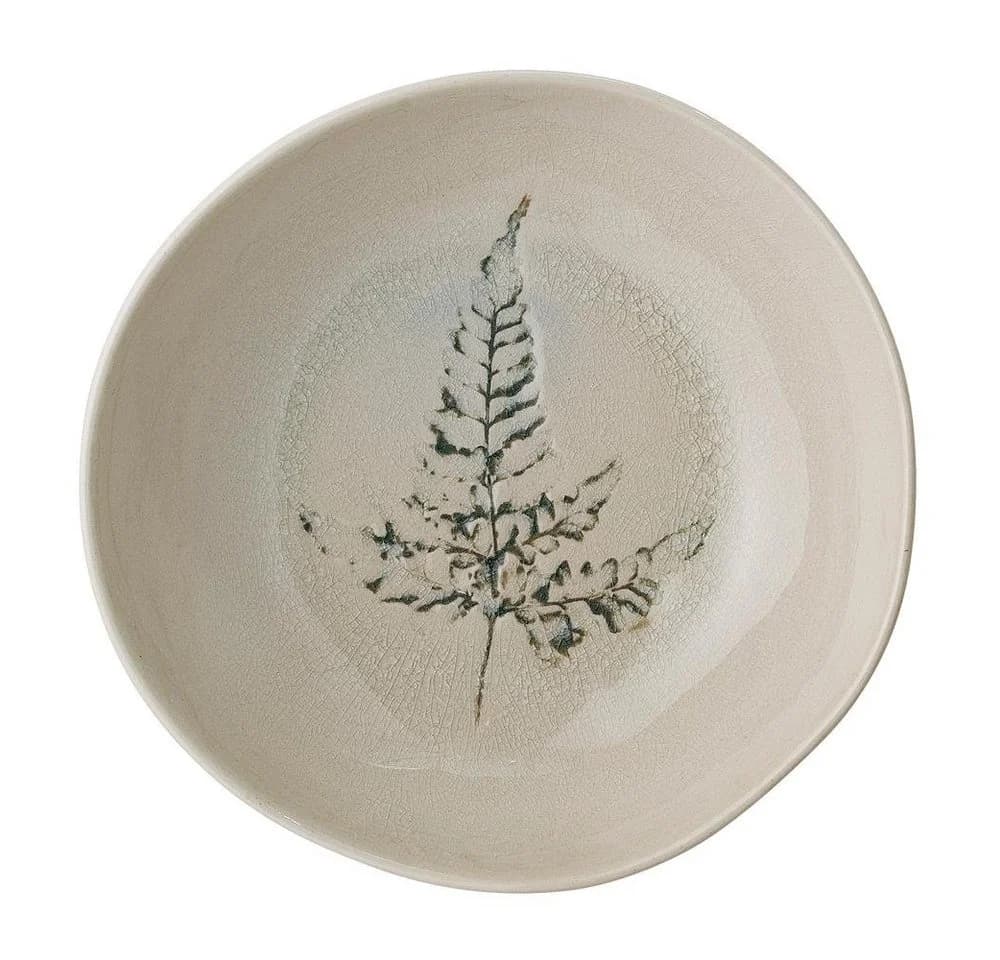 Bloomingville Suppenteller Bea 21cm Natur Steingut Blumenmotiv - Bild 2