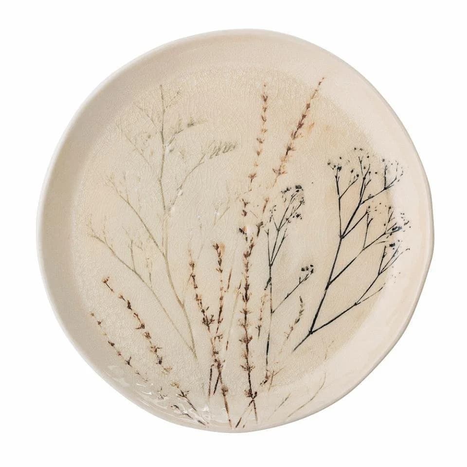 Bloomingville Servierteller Bea 27,5 cm Steingut Blumenmotiv Beige - Bild 2