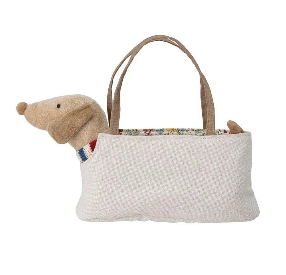 Bloomingville Stoffhund mit Tasche Natur