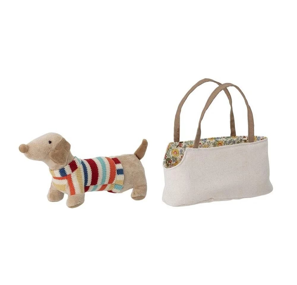 Bloomingville Stoffhund mit Tasche Natur - Bild 2