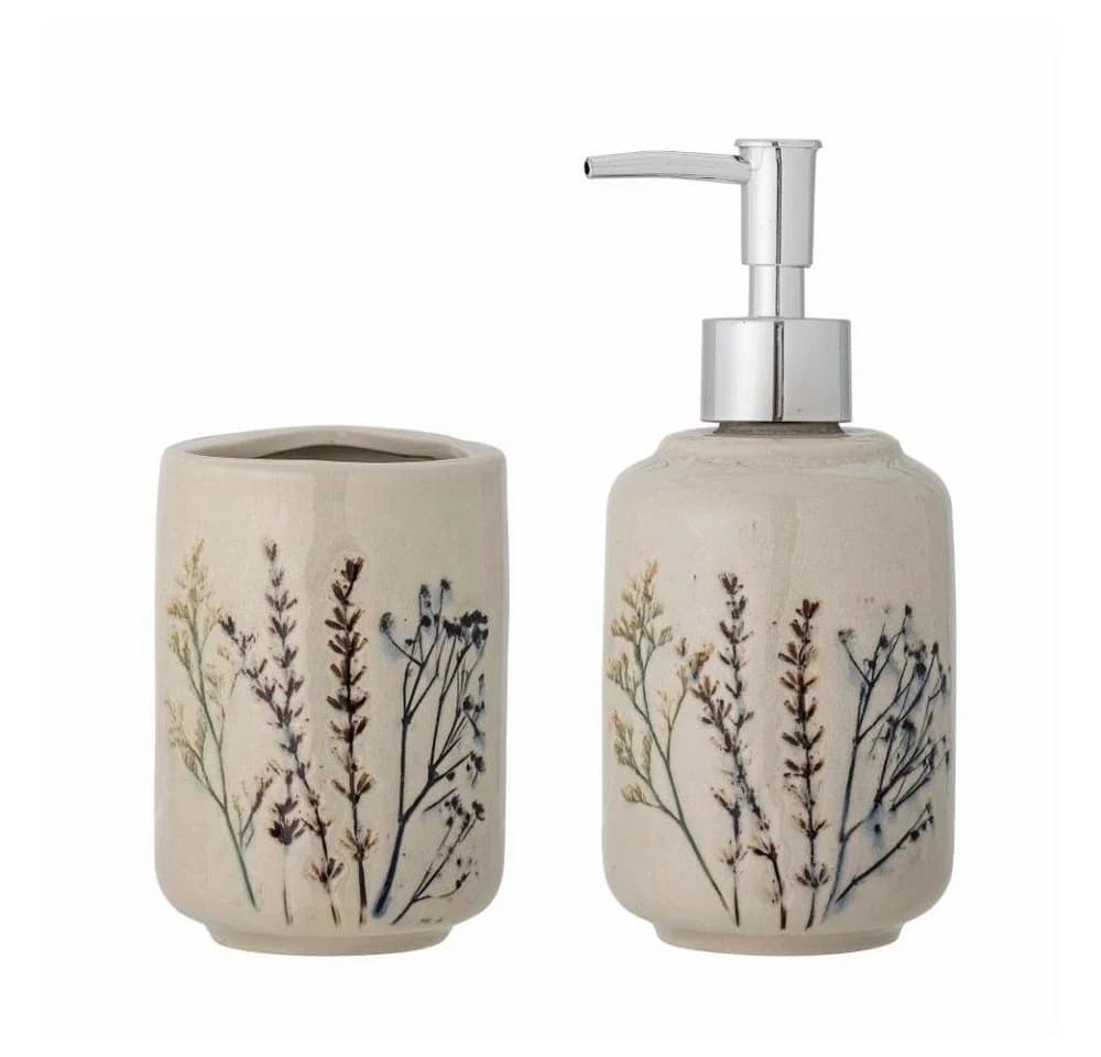 Bloomingville Bea Seifenspender Set Natur Steingut 2-teilig