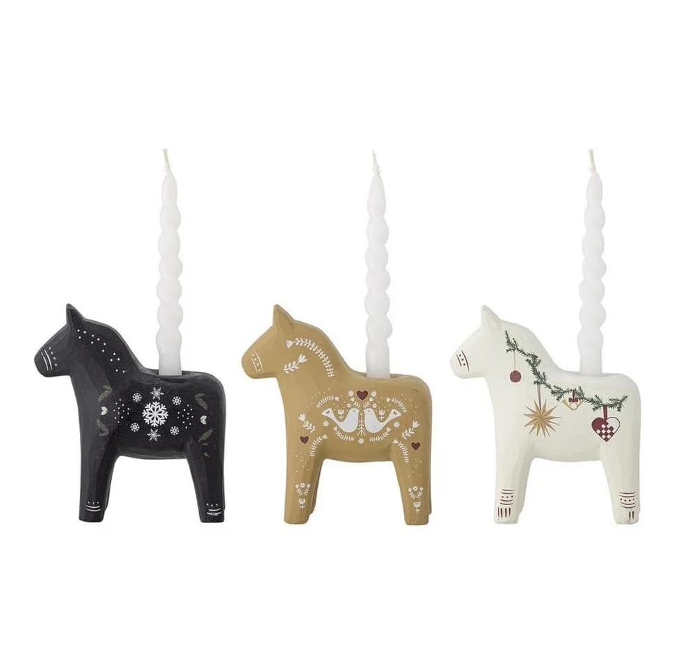 Bloomingville Kerzenständer Siffer 3er Set Dalapferd Bunt