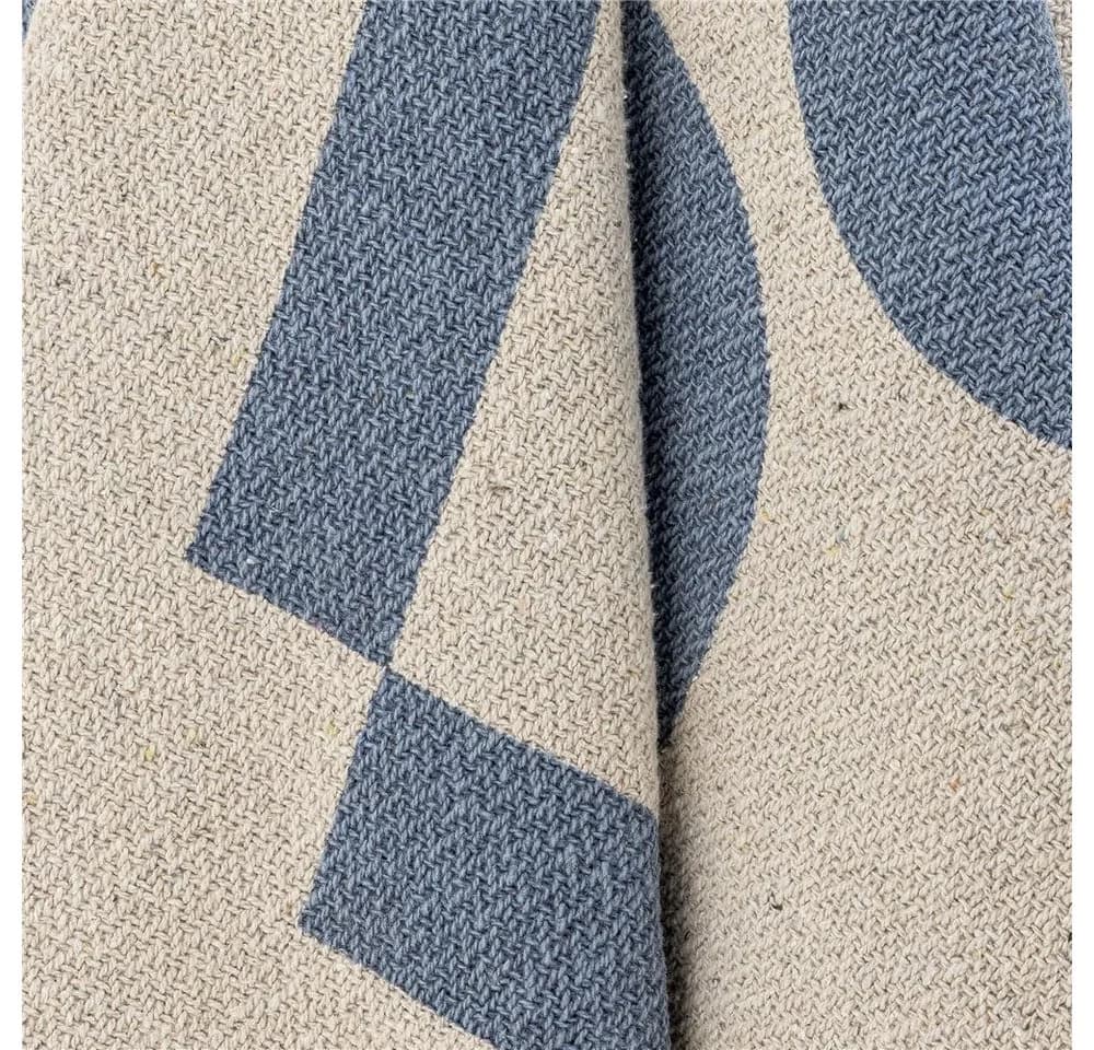 Bloomingville Wohndecke AGNO Blau Beige Gemustert Recycelt - Bild 5