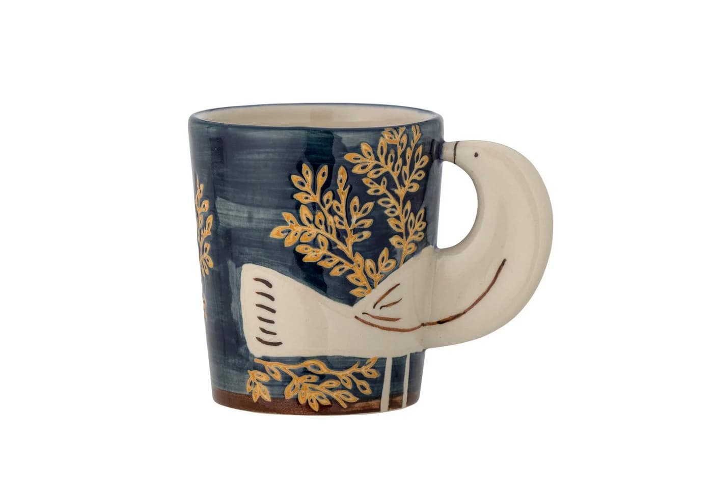 Bloomingville Hezha Tasse Blau 3D-Vogelgriff Steingut - Bild 2