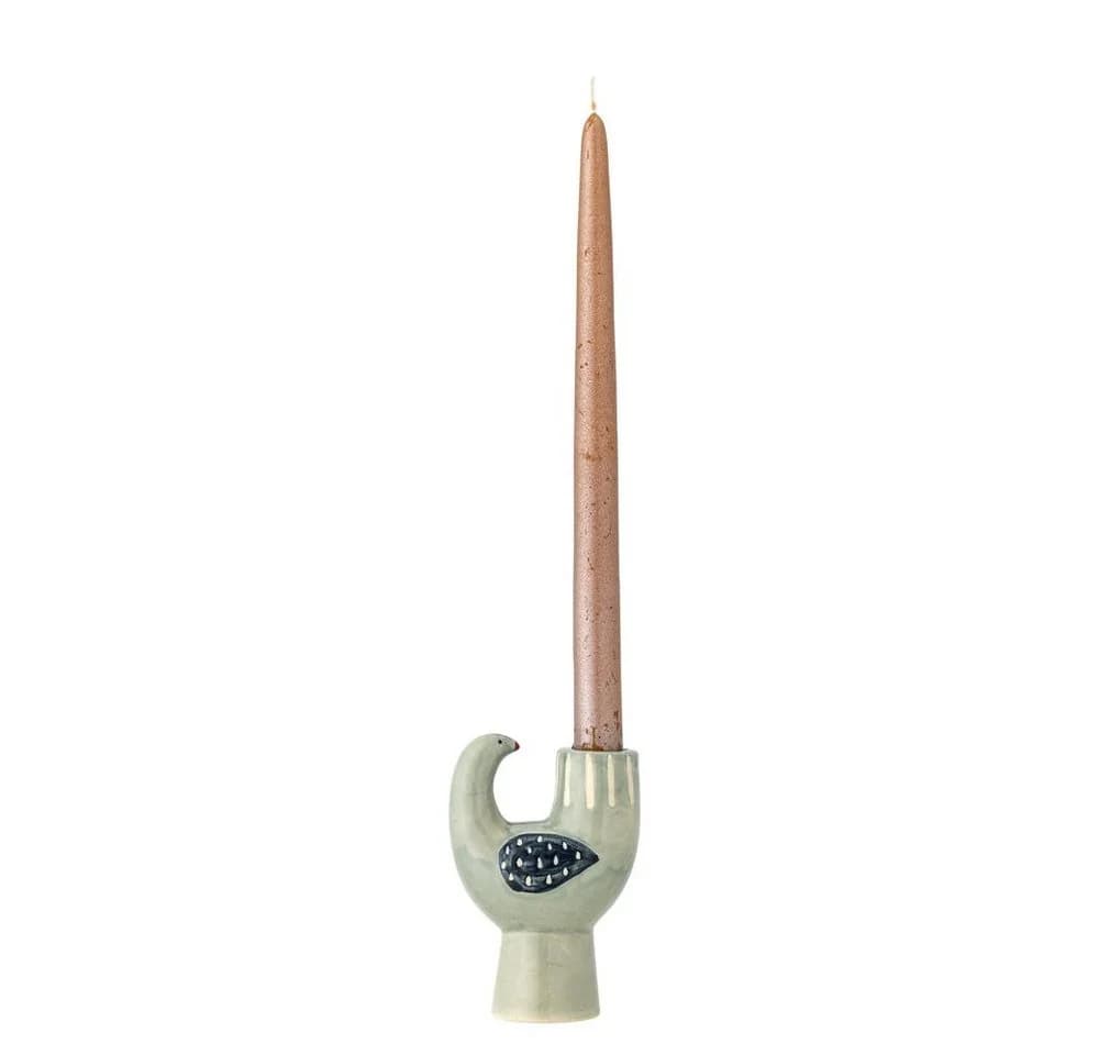 Bloomingville Kerzenhalter Trudy Vogel Steingut Handbemalt Blau