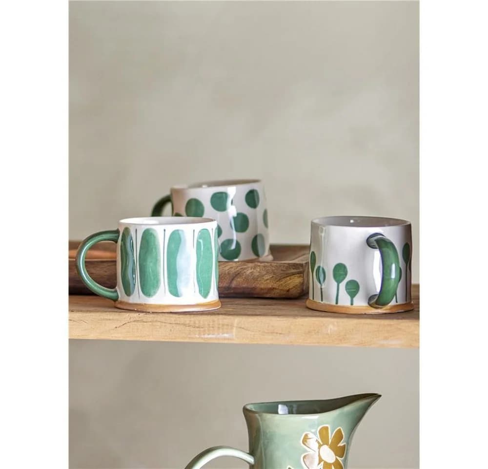 Bloomingville Linora Becher 3er Set grün Steingut