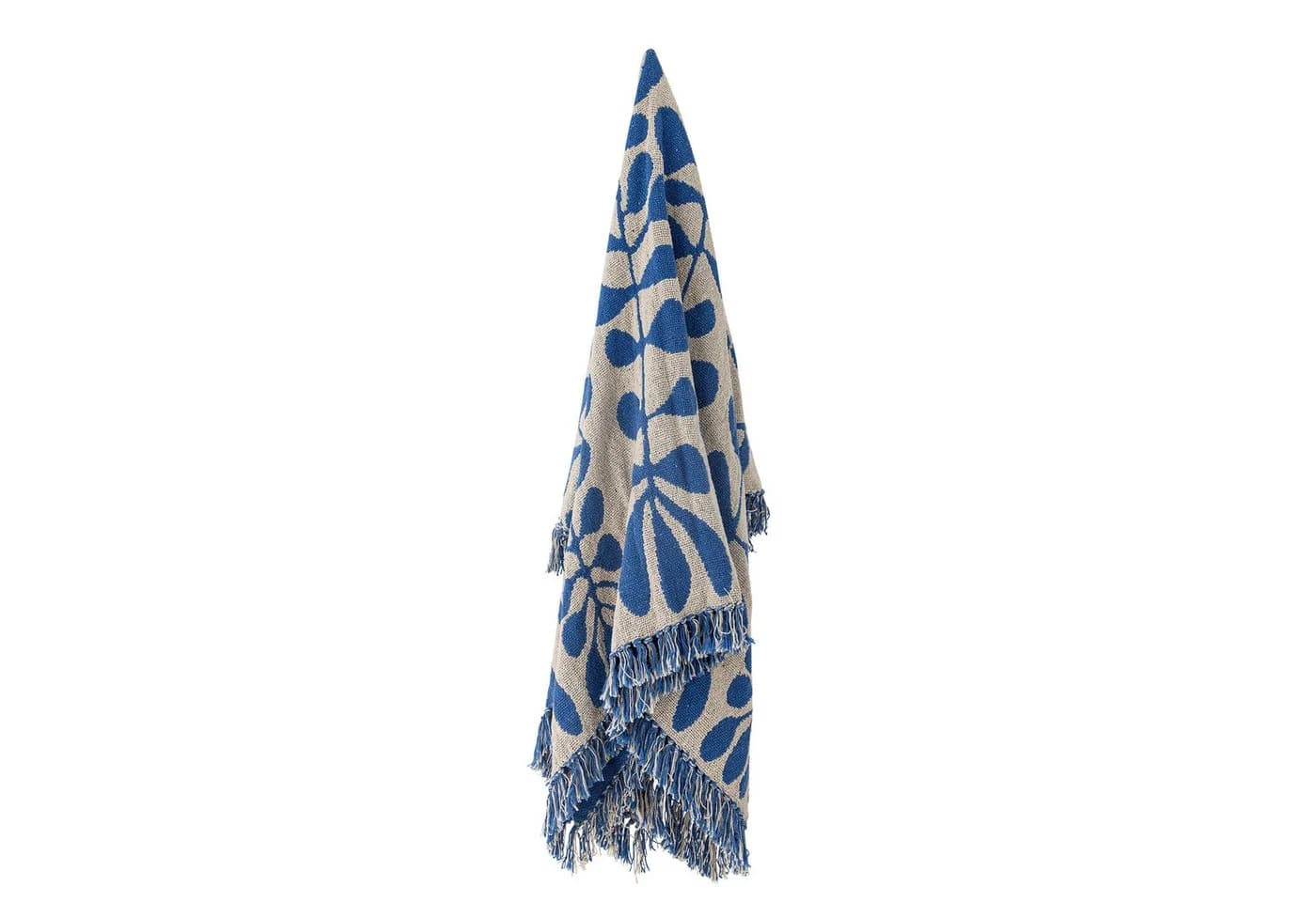 Bloomingville Decke Nevine Blau Creme Florales Muster 160x130 cm - Bild 2