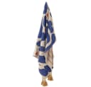 Bloomingville Decke Eviaya Blau Creme Gemustert mit Quasten 160x130 cm Bild 5