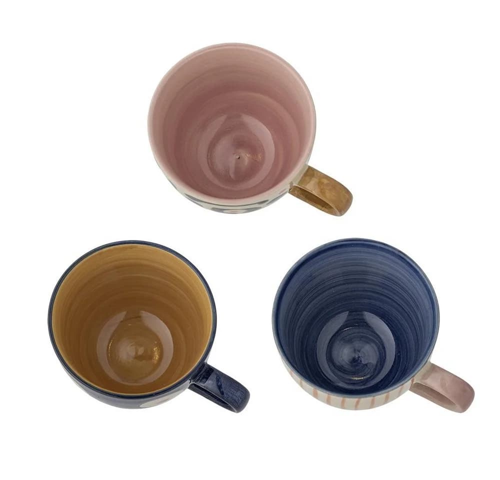 Bloomingville Eviaya Tassen 3er Set Steinzeug Handbemalt Bunt - Bild 4
