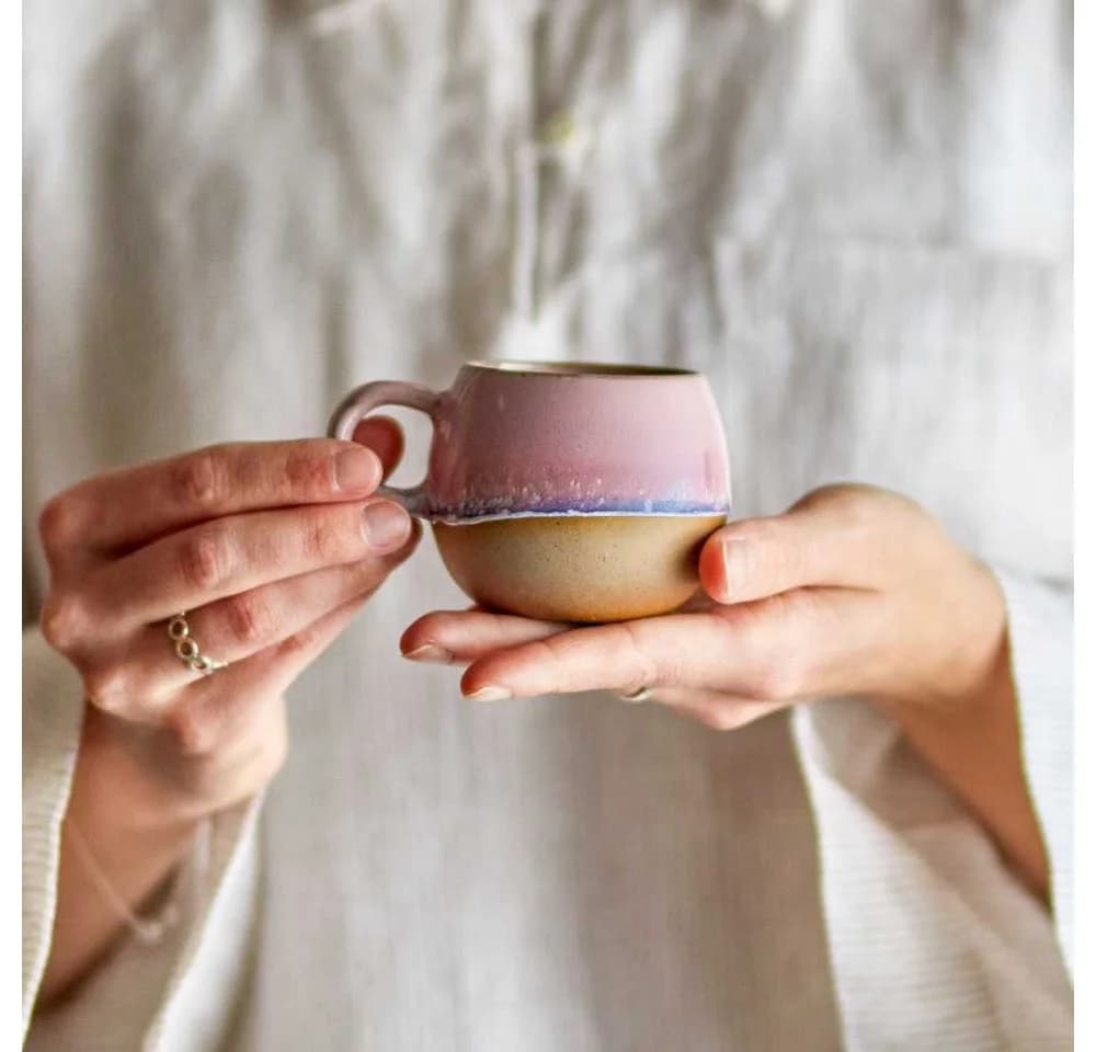 Bloomingville Espresso Tasse Paula Rosa Blau mit Henkel