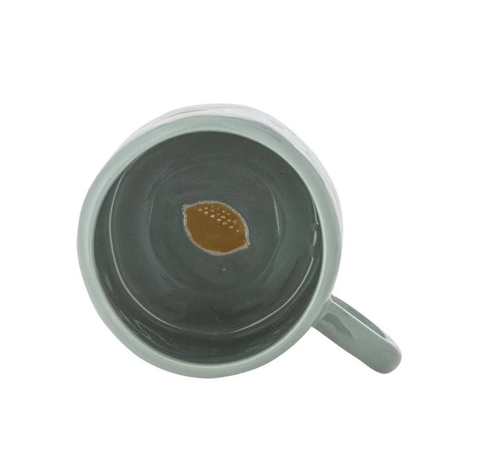 Bloomingville MINI Agnes Tasse Grün mit Zitronenmotiv Steingut