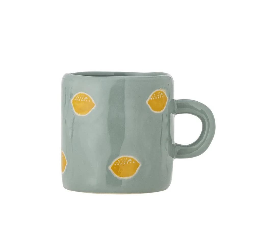 Bloomingville MINI Agnes Tasse Grün mit Zitronenmotiv Steingut - Bild 2