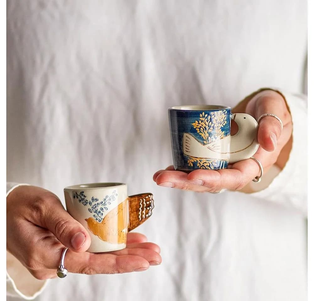 Bloomingville Hezha Espressotasse 2er Set Blau Steingut