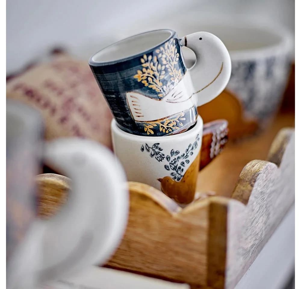 Bloomingville Hezha Espressotasse 2er Set Blau Steingut - Bild 3