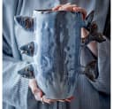 Bloomingville Dekovase Tace Vase Blau Steingut Fisch Design Bild 1