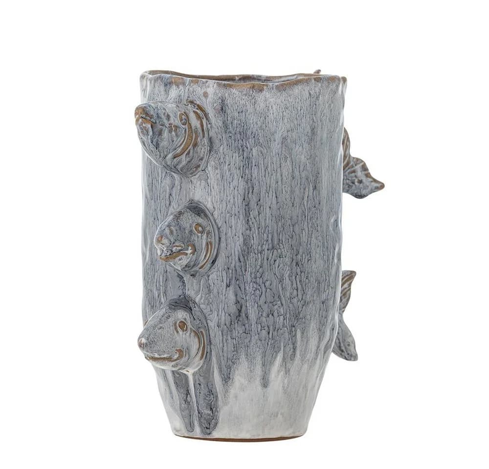 Bloomingville Dekovase Tace Vase Blau Steingut Fisch Design - Bild 5