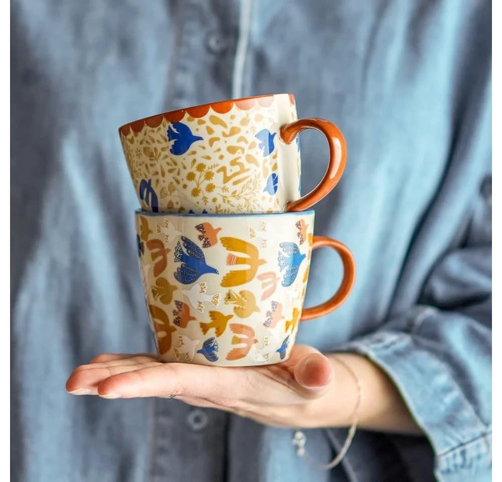 Bloomingville Anniversary Becher 2er Set Bunt Steinzeug