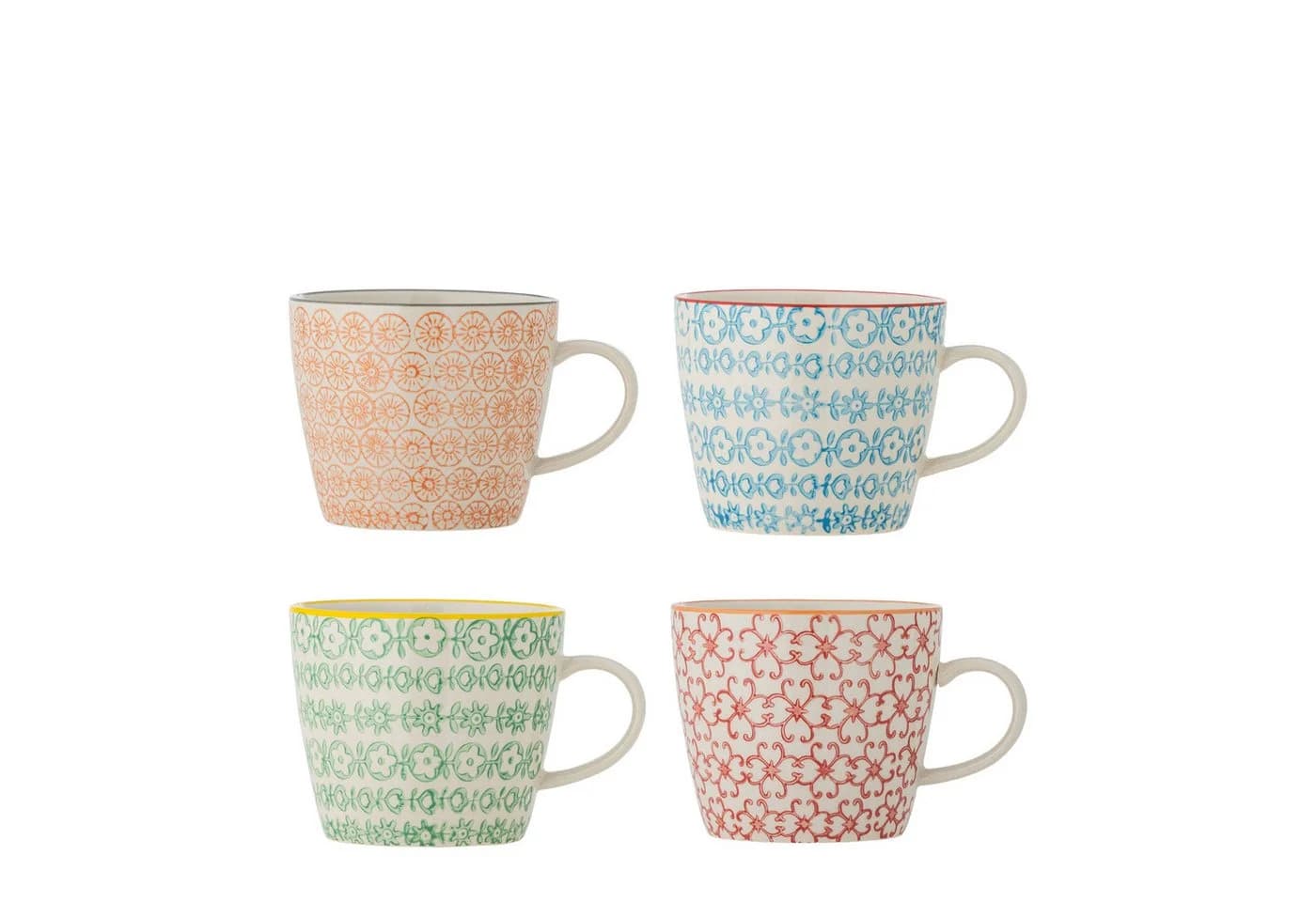 Bloomingville 4er Becher Set Steingut Floral Bunt Handbemalt - Bild 2