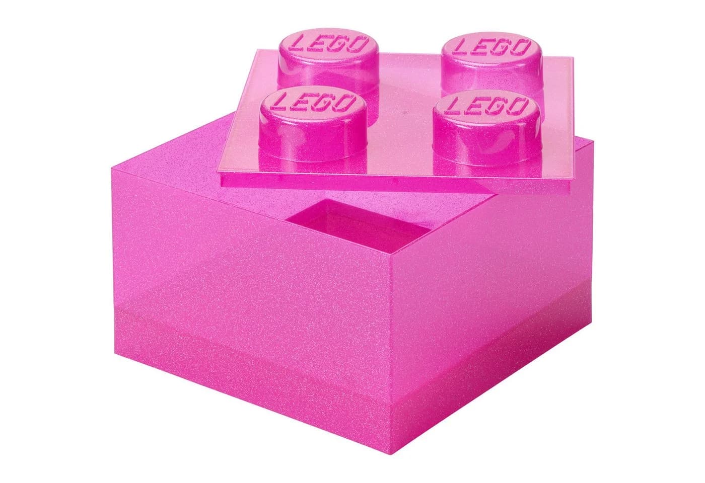 LEGO Storage Brick 4 Top Lid Glitter Aufbewahrungsbox Pink/Transparent