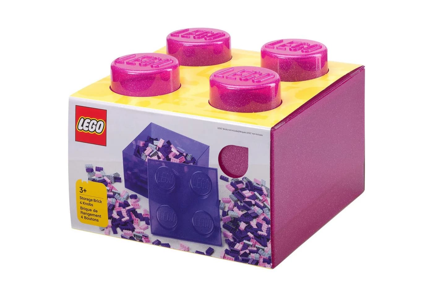 LEGO Storage Brick 4 Top Lid Glitter Aufbewahrungsbox Pink/Transparent - Bild 3
